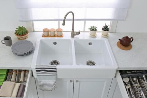 Organized kitchen setup with white colour counter top, Milwaukee, WI