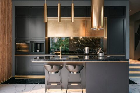 A modern kitchen with warm colors and natural elements by We Do Kitchens 2